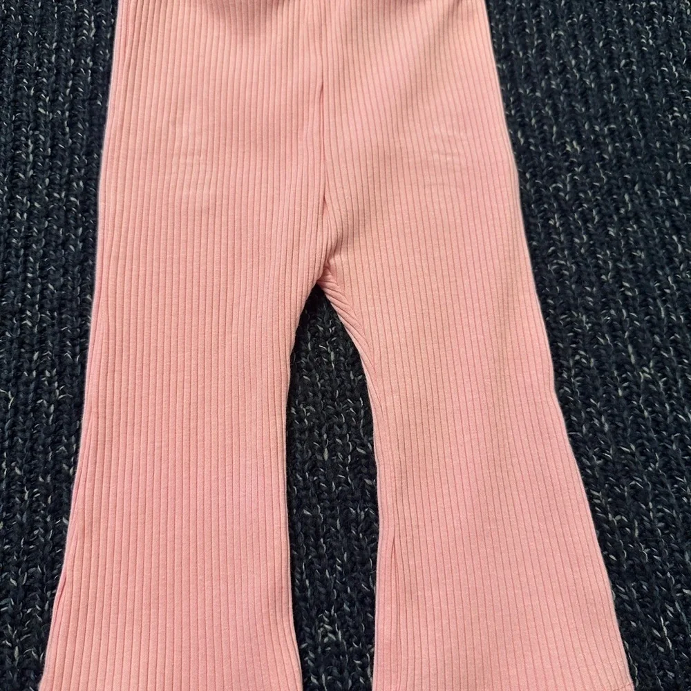 🌊 Old Navy Baby Girl Outfit Set 6-12M Pink Stripe Peplum Top & Leggings *